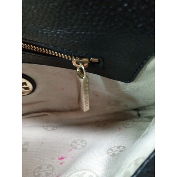 Tory Burch Crossbody Handbag Black Leather Shoulder Bag Clutch Purse Beautiful - Picture 9 of 10